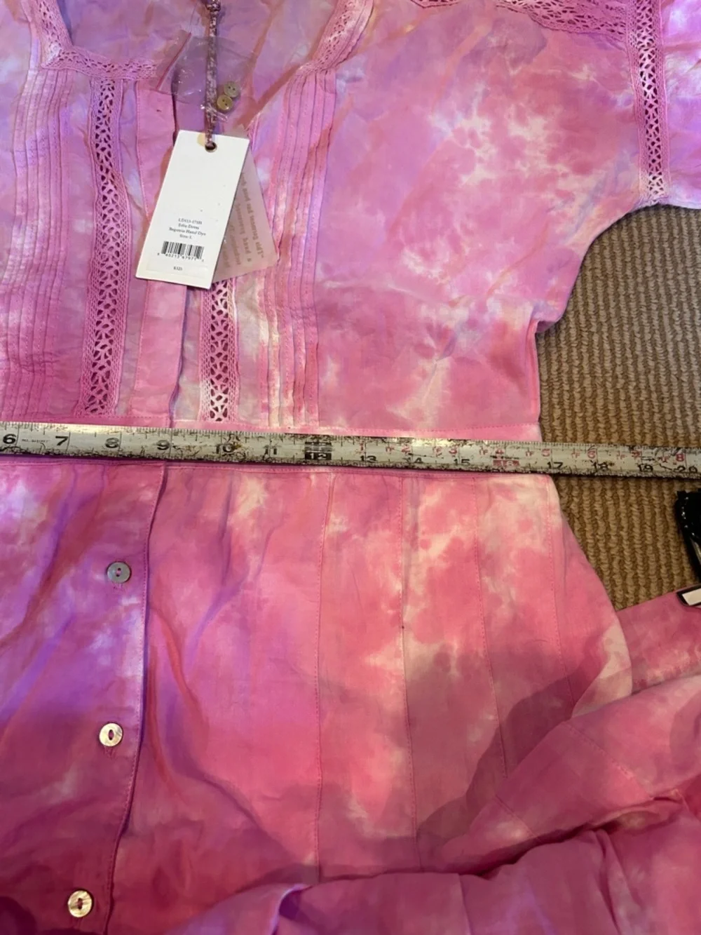 NWT LOVESHACKFANCY Edie dress in Begonia  Pink hand Tie-Dye size large - Picture 13 of 16
